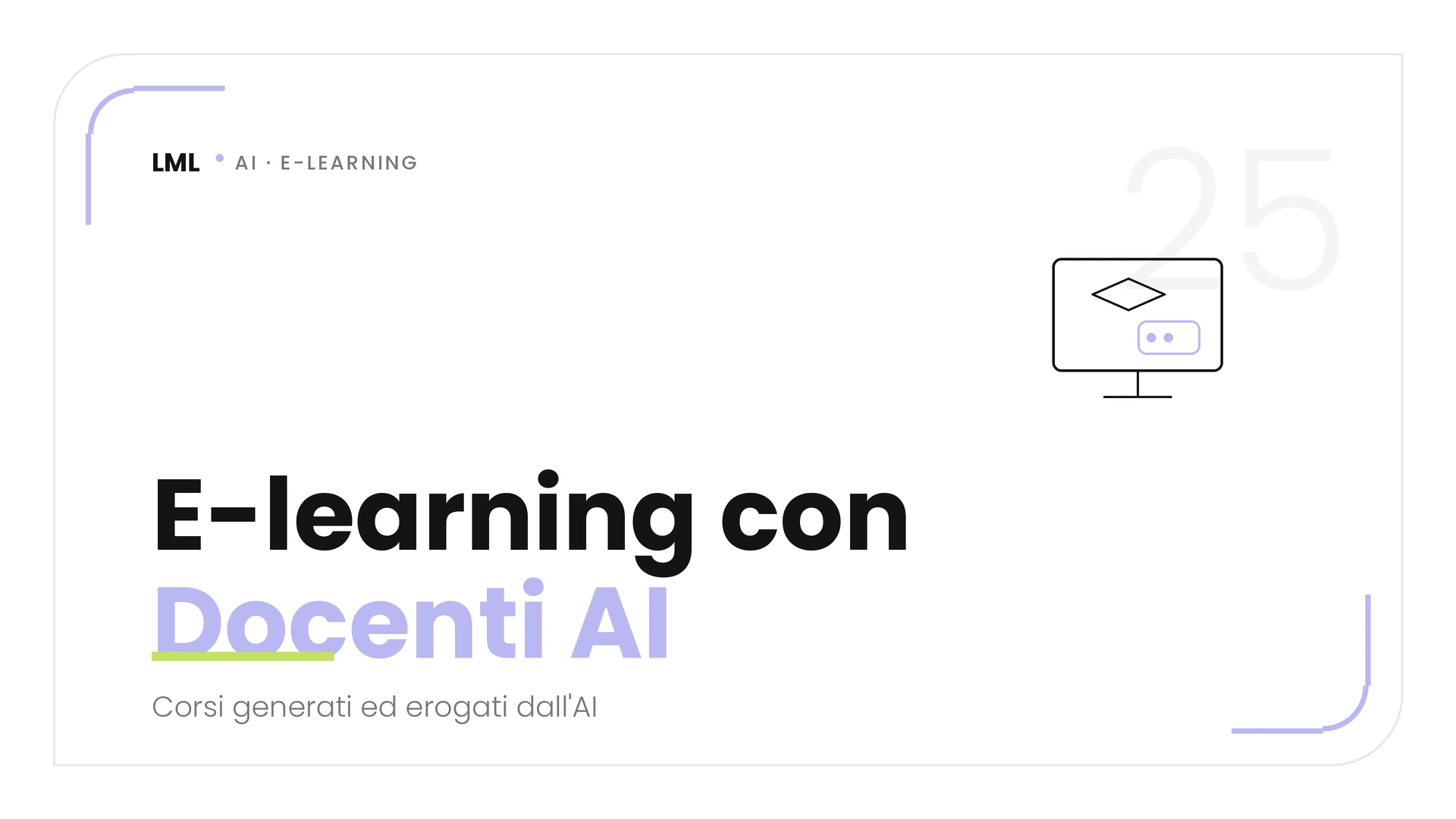 Aula virtuale con docente AI e corso generato dall'intelligenza artificiale