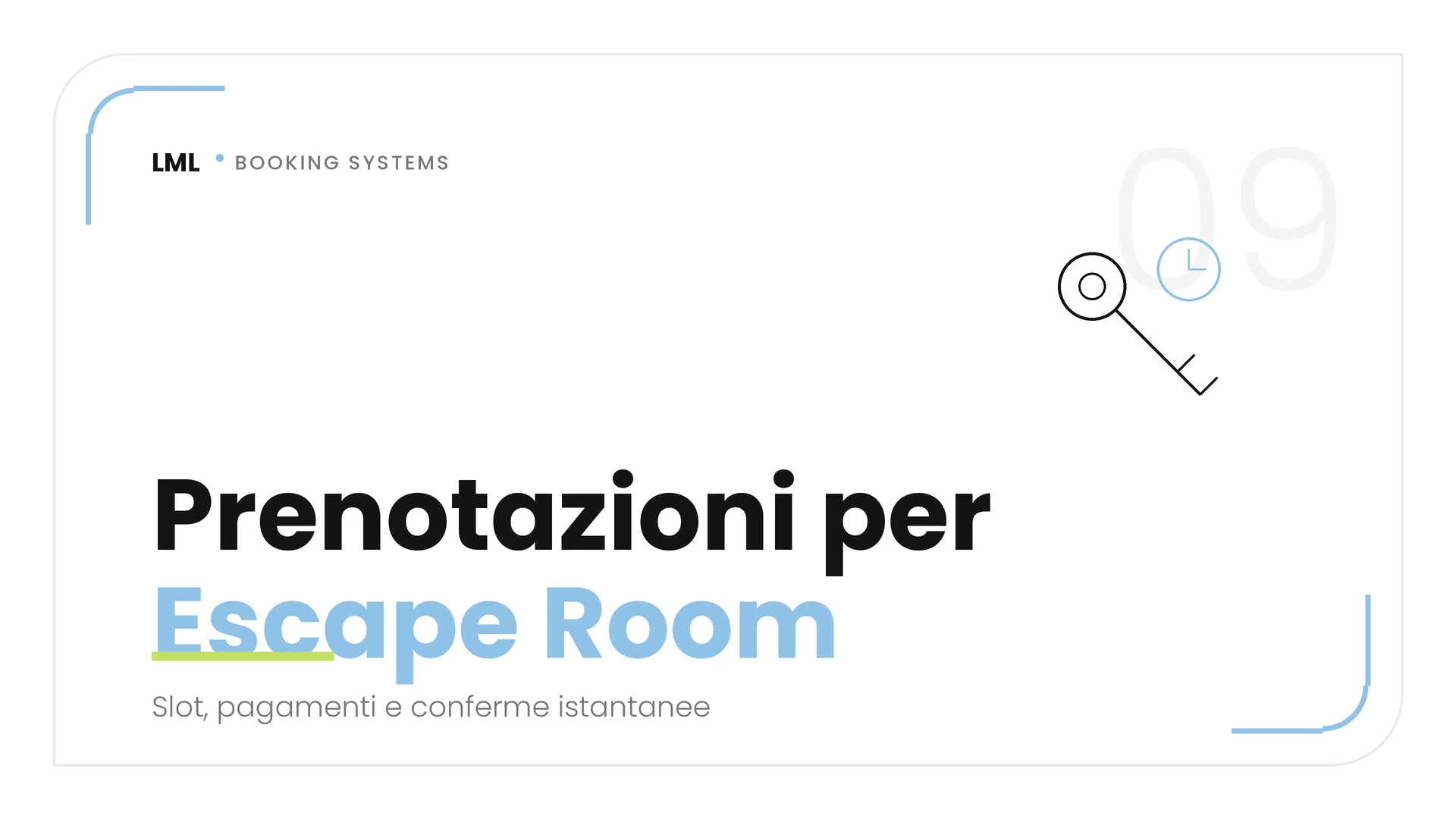 Interfaccia di prenotazione slot per escape room con pagamento online